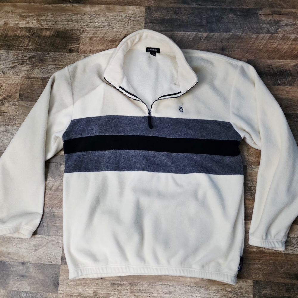 Nautica Men's Cream and Gray Sweater